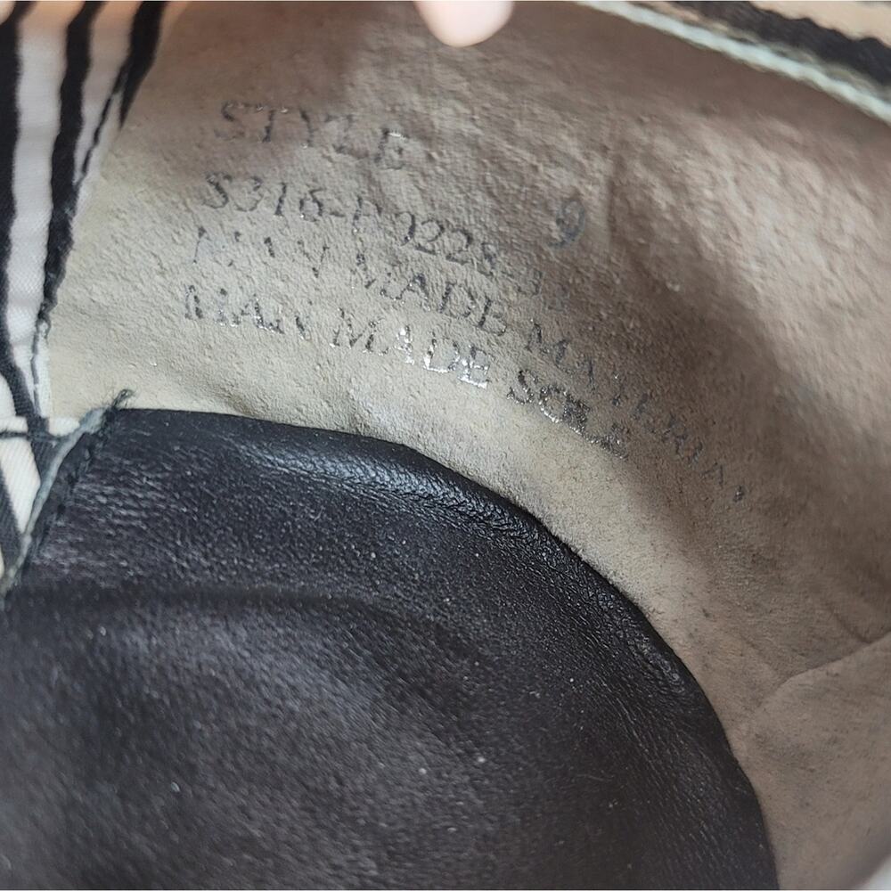 MIZ MOOZ by Gazith Navy Blue Vegan Leather Striped Bow Ballet Flats Round Toe 9 - Picture 11 of 12